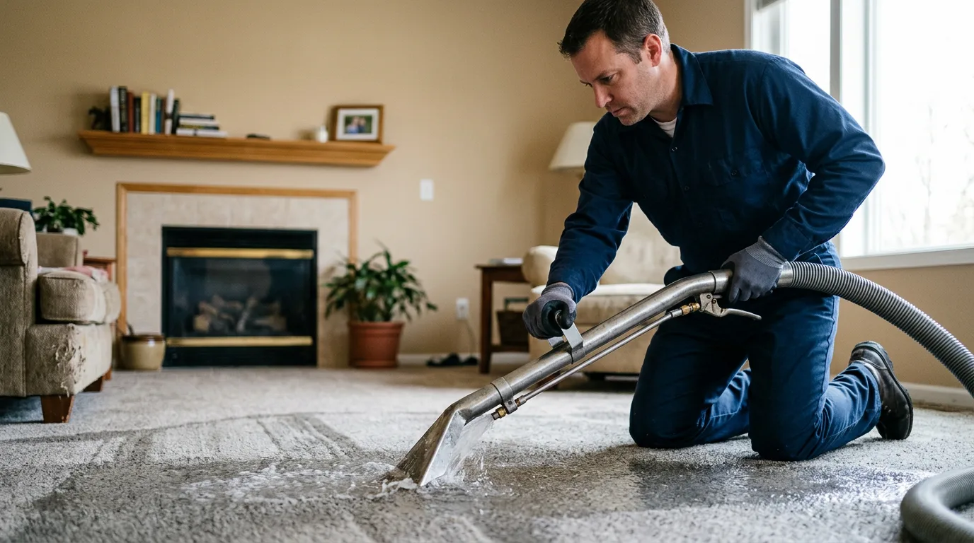 Water damage restoration technician working near Maryland Heights, MO